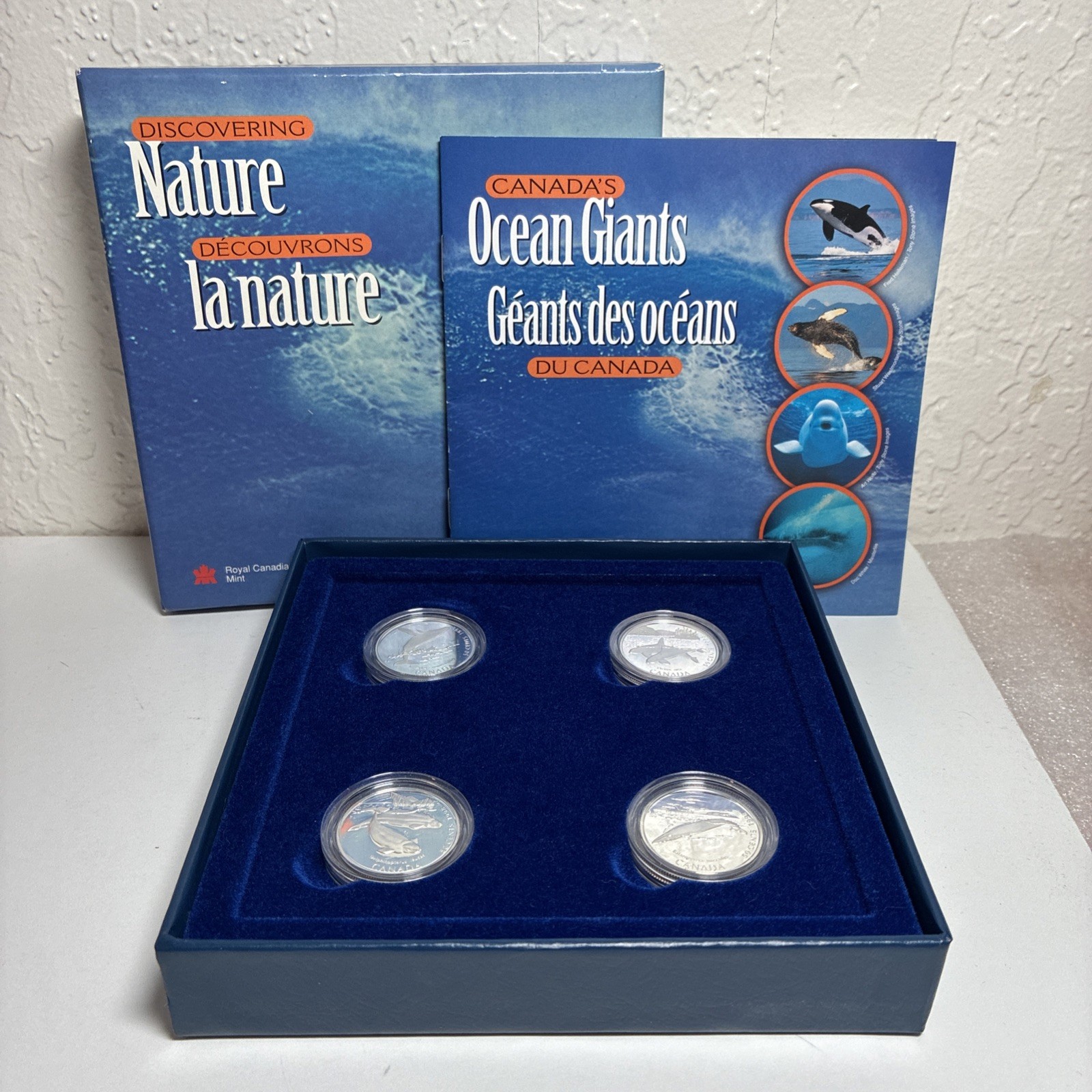 Canada_1998_Discovering_Nature_Canadas_Ocean_Giants_Whales_4-Coin_Silver_Fifty_Cents_Proof_Set_in_RCM_OGP