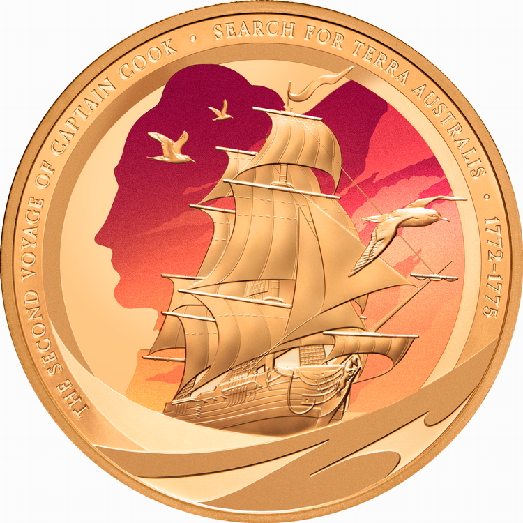 Niue_2025_Captain_James_Cook_HMS_Resolution_2nd_Voyage_1772-1775_Search_for_Terra_Australis_Australia_$100_1_Troy_Ounce_Pure_Gold_Proof_with_Color_MINTAGE_50 Niue_2025_Captain_James_Cook_HMS_Resolution_2nd_Voyage_1772-1775_Search_for_Terra_Australis_Australia_$100_1_Troy_Ounce_Pure_Gold_Proof_with_Color_MINTAGE_50