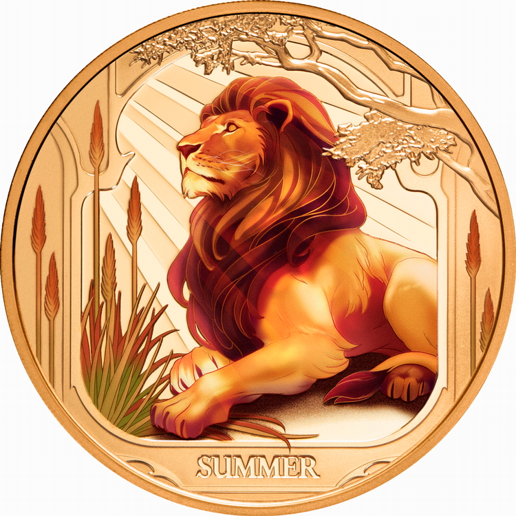 Niue_2025_Four_Seasons_3_Summer_Lion_$100_1_oz_Gold_Proof_with_Color_MINTAGE_99 Niue_2025_Four_Seasons_3_Summer_Lion_$100_1_oz_Gold_Proof_with_Color_MINTAGE_99