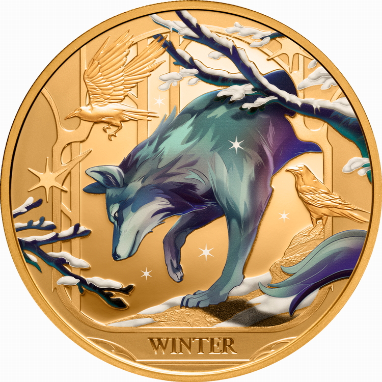Niue_2025_Four_Seasons_4_Winter_Wolf_$100_1_Troy_Ounce_Pure_Gold_Proof_with_Color_MINTAGE_99 Niue_2025_Four_Seasons_4_Winter_Wolf_$100_1_Troy_Ounce_Pure_Gold_Proof_with_Color_MINTAGE_99