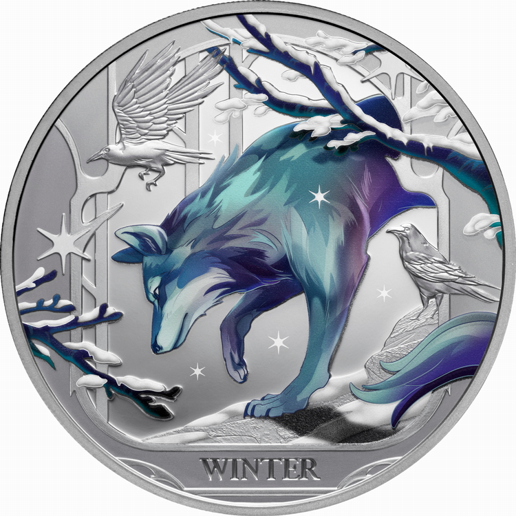 Niue_2025_Four_Seasons_4_Winter_Wolf_$1_1_Troy_Oz_Pure_Silver_Proof_with_Color Niue_2025_Four_Seasons_4_Winter_Wolf_$1_1_Troy_Oz_Pure_Silver_Proof_with_Color