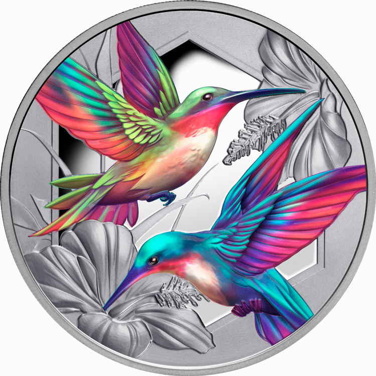 Niue_2025_Hummingbirds_and_Hibiscus_$1_1_Troy_Ounce_Pure_Silver_Proof_with_Color_MINTAGE_750 Niue_2025_Hummingbirds_and_Hibiscus_$1_1_Troy_Ounce_Pure_Silver_Proof_with_Color_MINTAGE_750