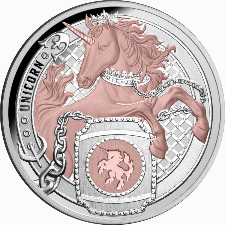 Niue_2026_Heraldic_Beasts_3_Unicorn_$1_1_Oz_Silver_Proof_Rose-Gold_Plating_MINTAGE_750