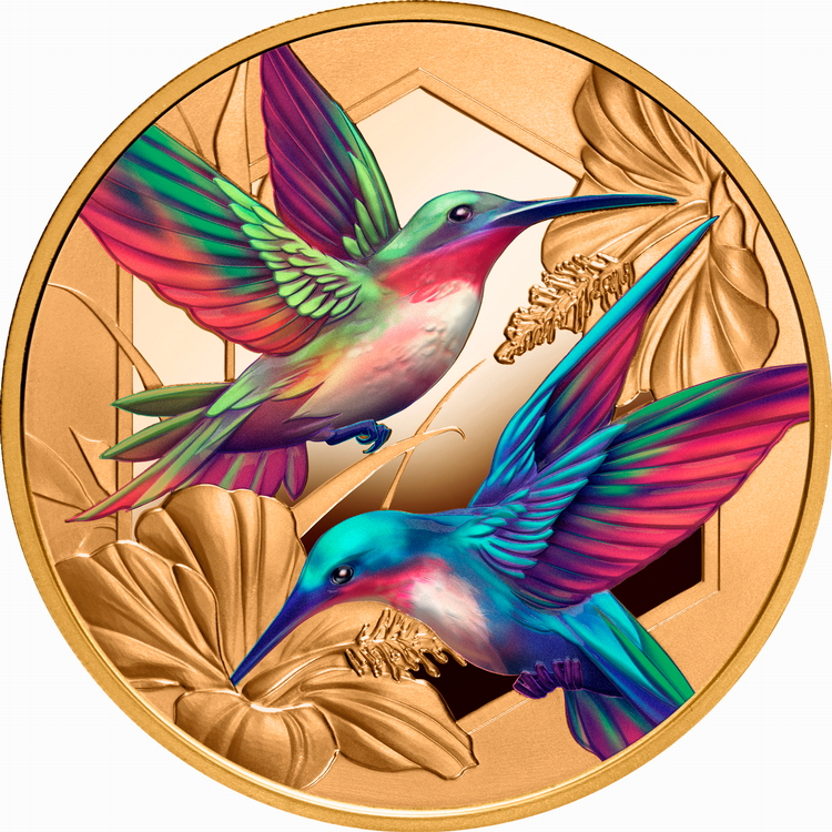 Niue_2026_Hummingbirds_and_Hibiscus_$100_1_Troy_Ounce_Pure_Gold_Proof_with_Color_MINTAGE_50