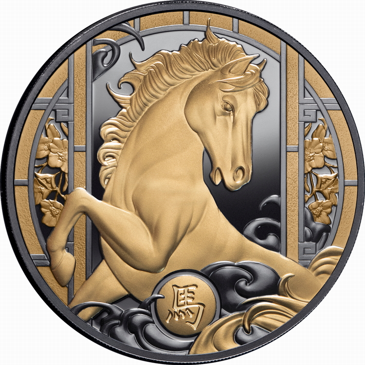 Niue_2026_Year_of_the_Horse_Chinese_Lunar_Zodiac_$1_1_Troy_Oz_Pure_Silver_EMK_GILDED_BLACK_Proof_MINTAGE_888 Niue_2026_Year_of_the_Horse_Chinese_Lunar_Zodiac_$1_1_Troy_Oz_Pure_Silver_EMK_GILDED_BLACK_Proof_MINTAGE_888