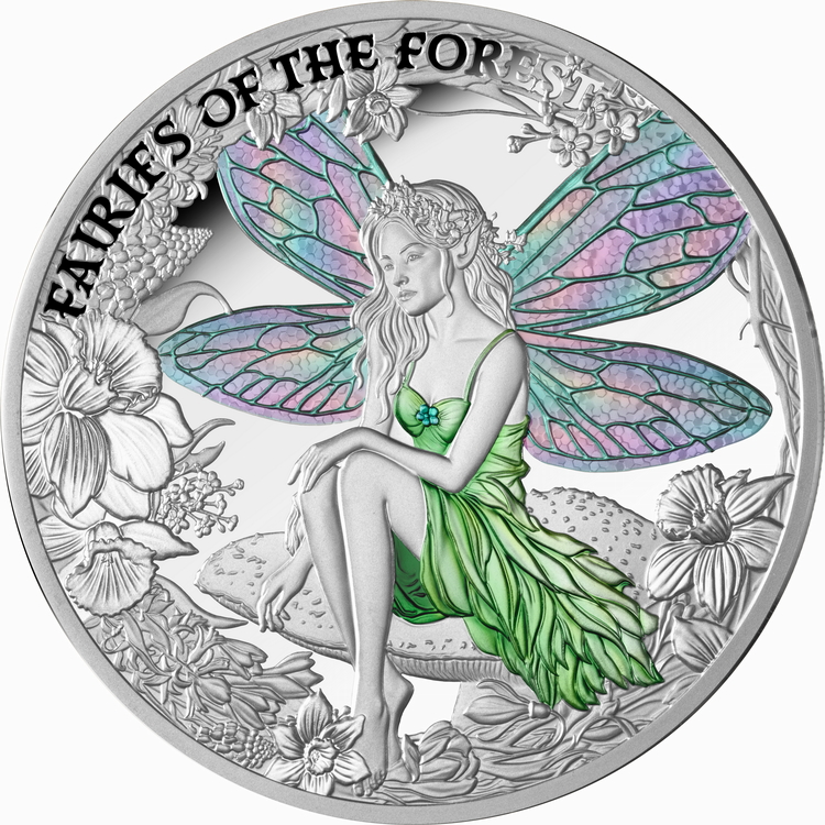 Niue_Fairies_of_the_Forest_Fey_$1_1_Troy_Oz_Pure_Silver_with_Color_Proof_MINTAGE_500 Niue_Fairies_of_the_Forest_Fey_$1_1_Troy_Oz_Pure_Silver_with_Color_Proof_MINTAGE_500