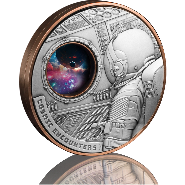 Samoa_2025_Cosmic_Encounters_Bi-Metal_$1_Bimetallic_Silver_and_Copper_ROTATING_Antiqued_75mm_MINTAGE_250 Samoa_2025_Cosmic_Encounters_Bi-Metal_$1_Bimetallic_Silver_and_Copper_ROTATING_Antiqued_75mm_MINTAGE_250
